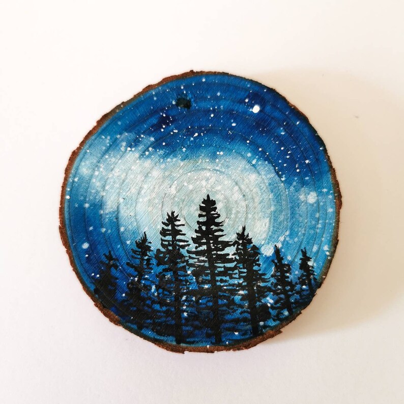 Galaxy Forest Decoration Christmas wood slice galaxy gift | Etsy