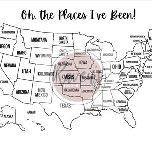 Orte, an denen ich war Karte Malseite Druckbar, USA Karte Färbung Seite, USA Reisekarte