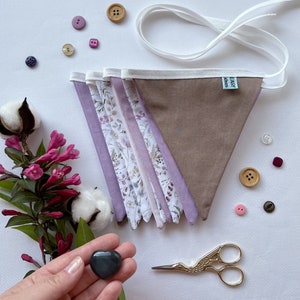 Pennant chain / wall decoration / children&#39;s room decoration / fabric garland in PURPLE / loft bed decoration girls&#39; room / 105 or 210 cm / LILAC FLOWER MEADOW