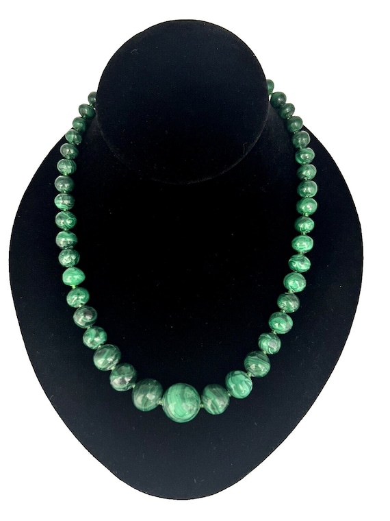 Vintage Green Malachite Graduated Gemstone Beads N