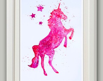 Unicorn Watercolor Art Print - Unicorn Portrait - Unicorn Prints - Unicorn Wall Art - Unicorn Wall Decor - Unicorn Gift