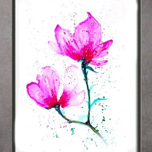 Floral Print pink purple Abstract Meadow Print Wall Art red Flower Meadow turquoise Large  Print from Painting green