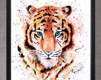 Tiger print, tiger art, animal, home decor, Nursery, Wildlife, Original Tiger Print, Tiger Art,Tiger Wall Art, Tiger Poster,