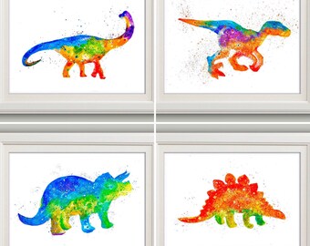 Dinosaur Print Set Dino Nursery Wall Art Kids Room Decor - Etsy