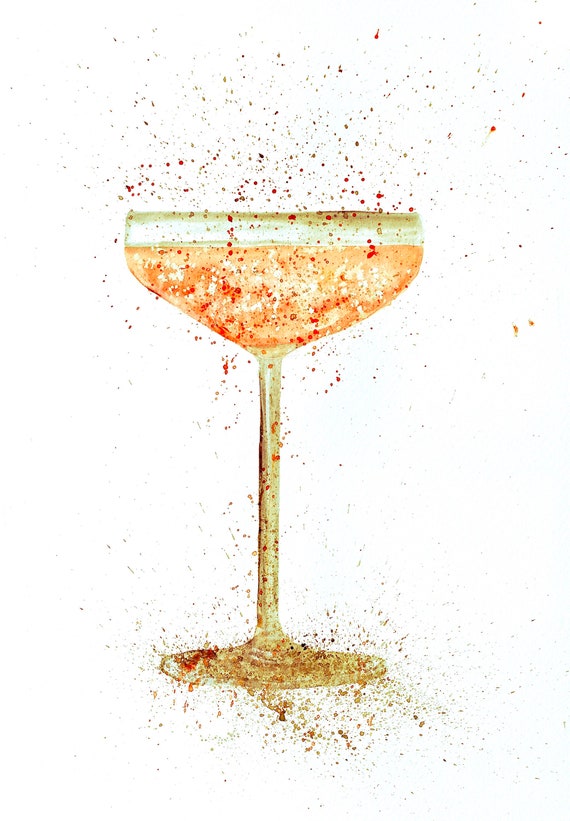 Champagne Coupe Cocktail Wall Art Print Etsy