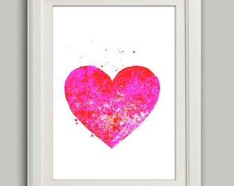 Heart Love Watercolor Print Heart Love Wall Art Wedding Gift Heart Decor Nursery Art Valentines Gift Heart Wall Decor Gift for Her Love Art