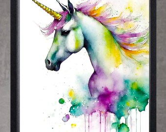 Unicorn Childrens Prints | Kids Print | Unicorn Decor | Childrens Wall Art | Girl wall decor| Unicorn Rainbow