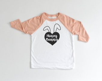 Easter Toddler Tee, Honey Bunny Kids Shirt, Girls Easter Bunny T-Shirt, Boys Easter Raglan