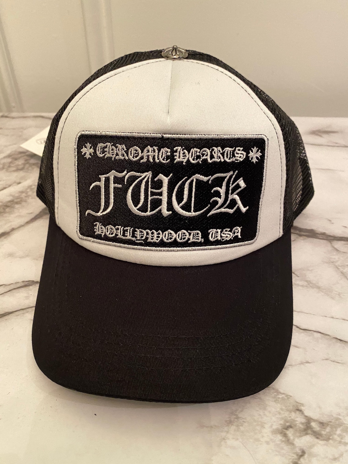fake chrome heart hat