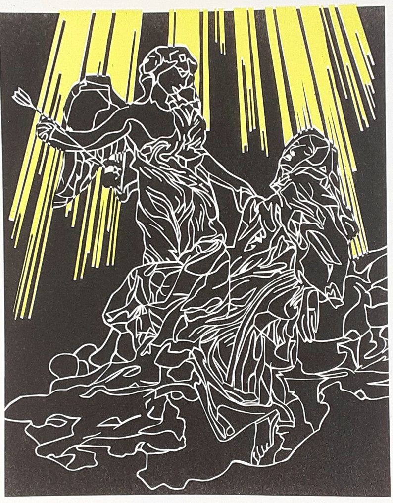 Black and White Religious Lithograph Fine Art Original Modern Etsy