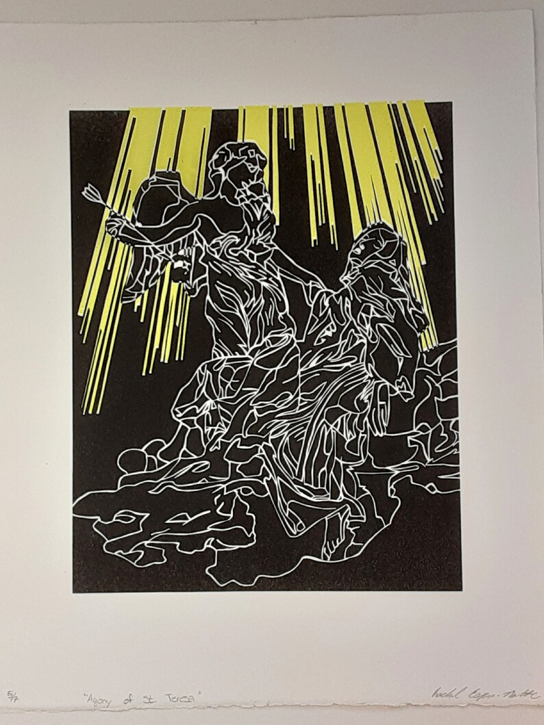 Original Black and White Religious Lithograph Fine Art Etsy.de