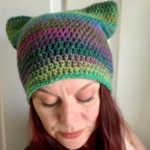 Crocheted Kitty Ear Beanie