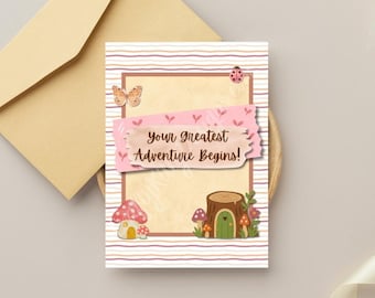Woodland Whimsy Baby Girl Printable Greeting Cards