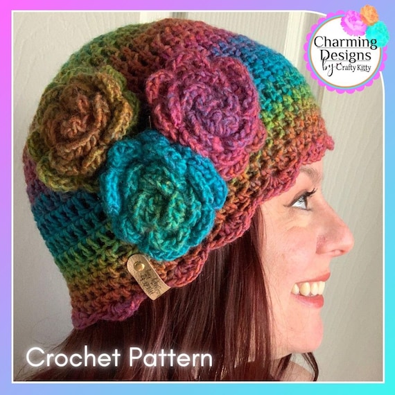 Colorful Knit Beanie with Floral Accent Lotus Flower Beanie - Etsy main image 2