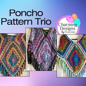 Crochet Poncho Pattern Trio: Easy Lightweight Designs (PDF Download)