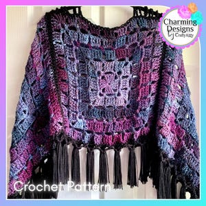 Patroon gehaakte poncho met ladderriem: eenvoudig beginnersproject (pdf-patroon)