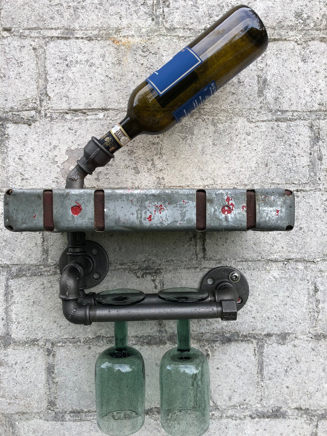 Wine Rack Unique Piece Made From Scaffolding Planks and Iron Etsy