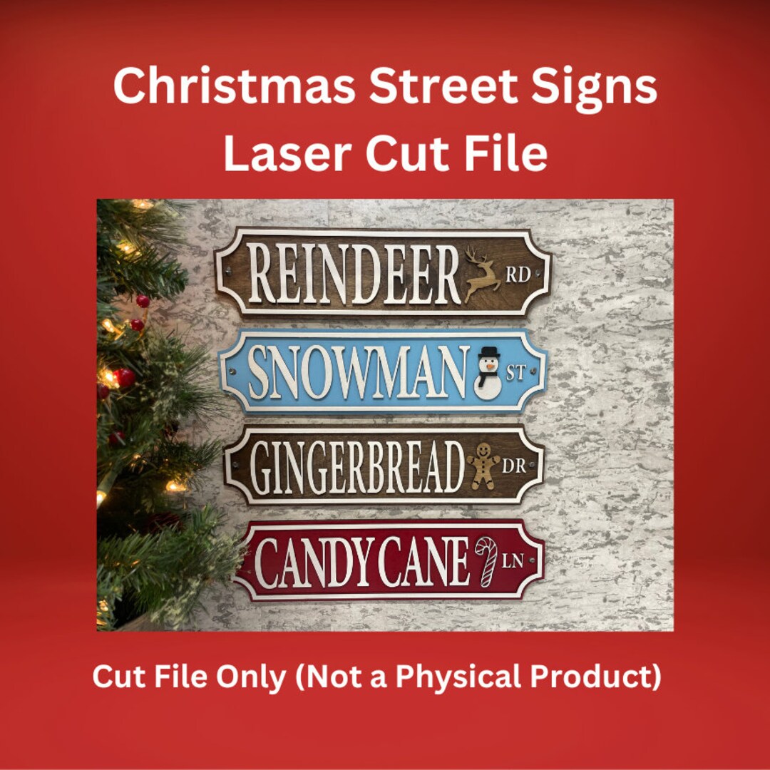Christmas Street Signs_reindeer_snowman_candy Cane_gingerbread Etsy