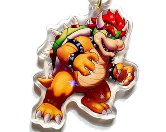Holographic Super Mario Bros Acrylic Keychain - Bowser Charm