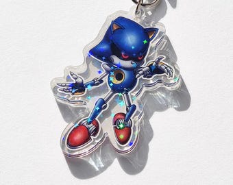 Holographic Sonic the Hedgehog Acrylic Keychain - Metal Sonic Charm