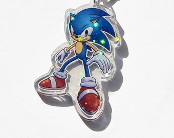 Holographic Sonic the Hedgehog Acrylic Keychain - Sonic Charm