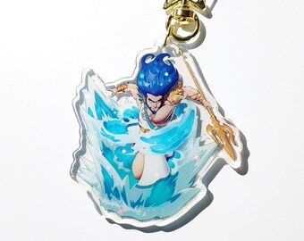 Holographic Greek Mythology Acrylic Keychain - Poseidon Charm