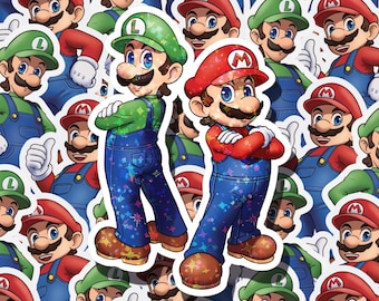Custom Holographic Super Mario Bros Glossy Sticker - Mario & Luigi