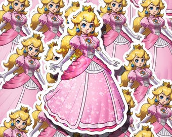 Custom Holographic Super Mario Bros Glossy Sticker - Princess Peach