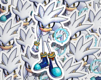 Custom Holographic Sonic the Hedgehog Glossy Sticker - Silver