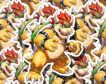 Custom Holographic Super Mario Bros Glossy Sticker - Bowser
