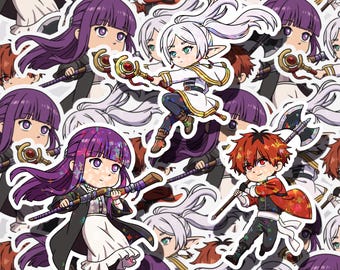 Custom Holographic Frieren Beyond Journey's End Glossy Stickers - Frieren, Fern, Stark