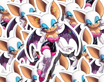 Custom Holographic Sonic the Hedgehog Glossy Sticker - Rouge