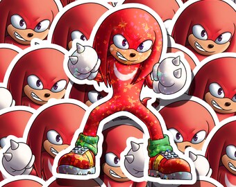 Custom Holographic Sonic the Hedgehog Glossy Sticker - Knuckles