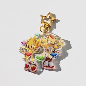 Portachiavi olografico di Sonic - Accessorio da collezione di Super Sonic e Super Shadow, regalo per videogiochi