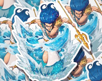 Custom Holographic Greek Mythology Glossy - Poseidon Sticker