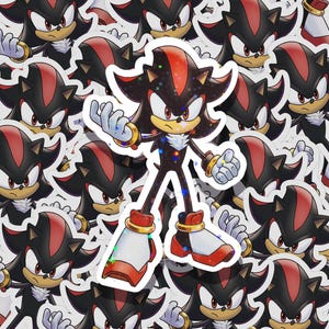 Adesivo olografico Shadow the Hedgehog - Adesivo da collezione di Sonic the Hedgehog, regalo per videogiochi