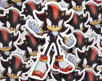 Individuell angefertigter holografischer Sonic the Hedgehog Glossy Sticker - Shadow
