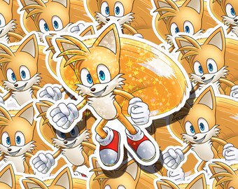 Custom Holographic Sonic the Hedgehog Glossy Sticker - Tails