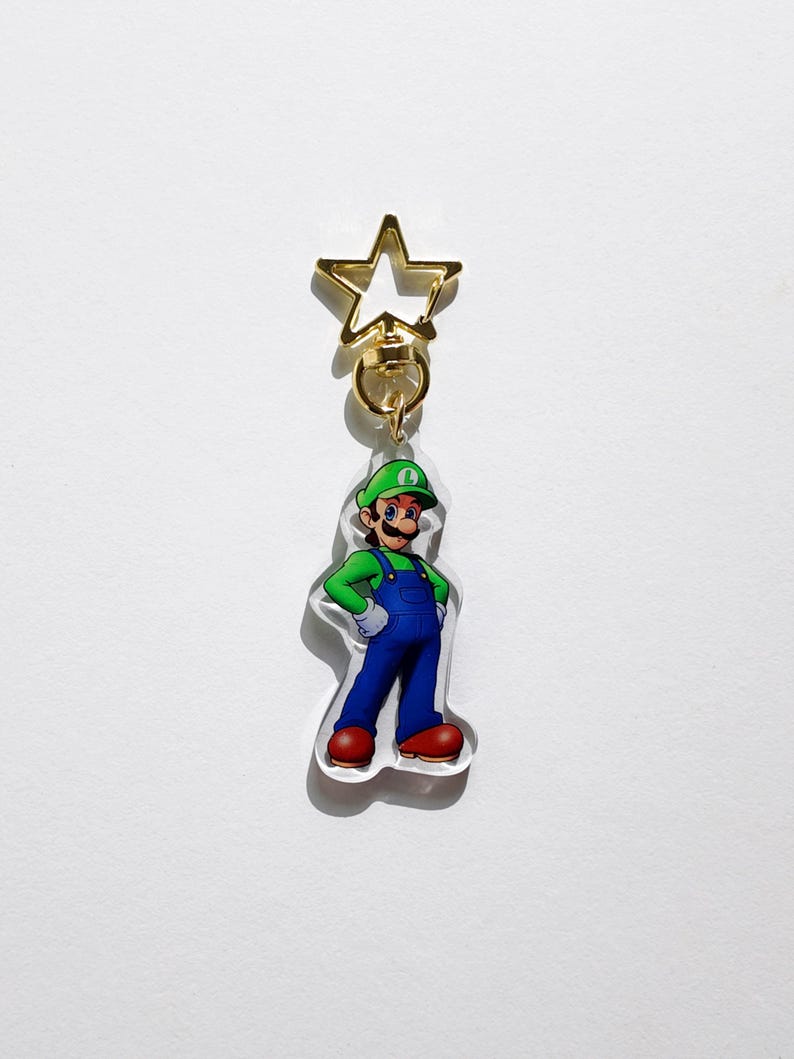 Holographic Super Mario Bros Acrylic Keychain - Mario & Luigi Charm ...