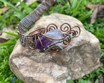 Amethyst wire cuff Bracelet MADE TO ORDER