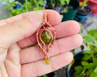 Peridot pendant ~ hand made wire wrapped