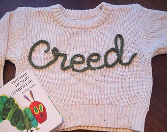 Personalized Baby Sweater, Hand Embroidered Name, Customized Baby Boy Sweater, Customized Baby Girl Sweater, Personalized Baby Shower Gift,