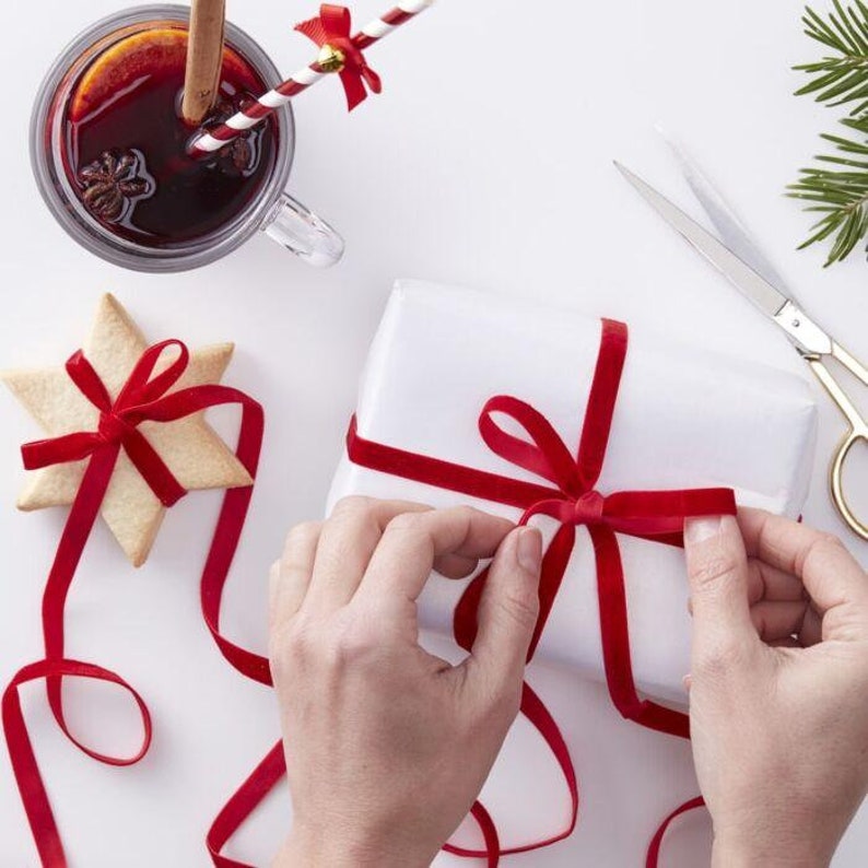 Red Velvet Christmas Ribbon Kit Christmas Decoration Soft Red Ribbon