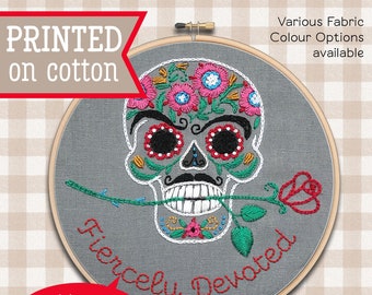 Sugar Skull Embroidery Kit;  Halloween Skull  ; Calavera design ; Mexican Hoop Art ; DIY craft ; Wall Decor
