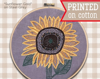 Sunflower Embroidery Kit ; Flower design ; Garden pattern ; Gardeners crafts ; Modern hoop art ; Floral Needlepoint