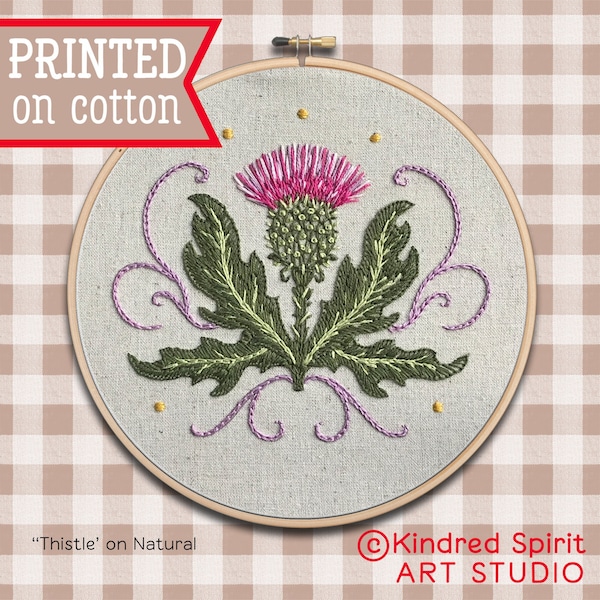 Thistle Embroidery Kit ; Flower design ; Cultural needlepoint ; Modern Hoop Art ; Traditional Scottish Crest