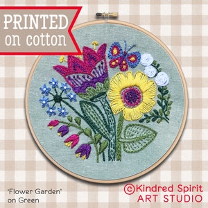 Flower Garden Embroidery Kit ; Bouquet design ; Modern Hoop Art ; Gardeners Gift ; Floral Needlepoint