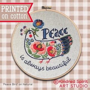Peace Bird Embroidery Kit ; Custom design ; Quotes about life ; Personalized Pattern ; Flower needlepoint ; Modern Hoop Art