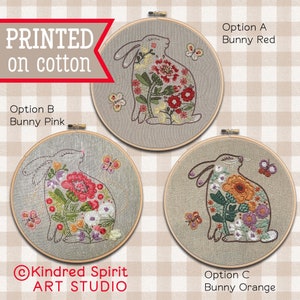 Rabbit Embroidery Kit ; Bunny Pattern ; Modern Hoop Art ;  Easter design ; Hare DIY craft ; Farm Animal needlepoint