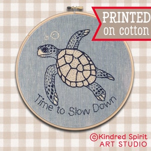 Turtle Embroidery Kit ; Custom Quote ; Ocean design ; Modern Hoop Art ;  Totem ; Sea creature needlepoint ; Beach Art